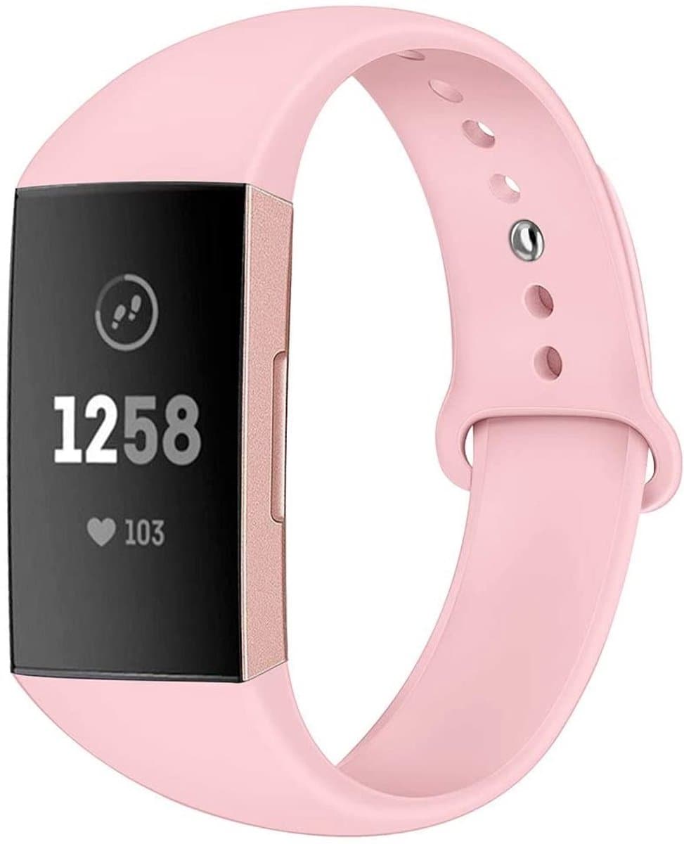 geschikt voor Fitbit geschikt voor Fitbit Charge 4 sport band - roze - Maat L