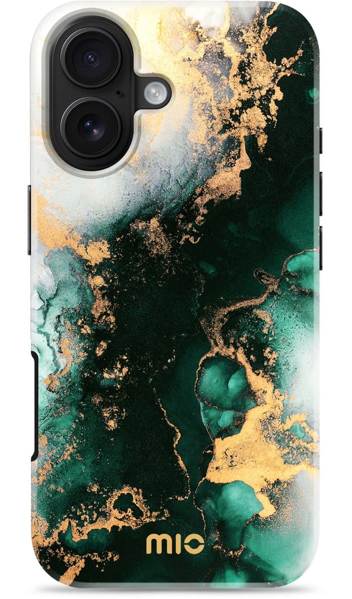 MIO Hoesje Geschikt voor Apple iPhone 17 - Compatibel met MagSafe / Qi2 - Hard Shell Back Cover Case Green Marble