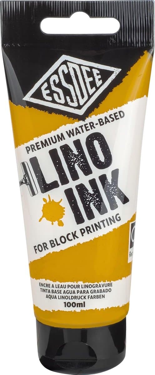 Essdee lino inkt okergeel - blokdruk inkt 100 ml voor kinderen.