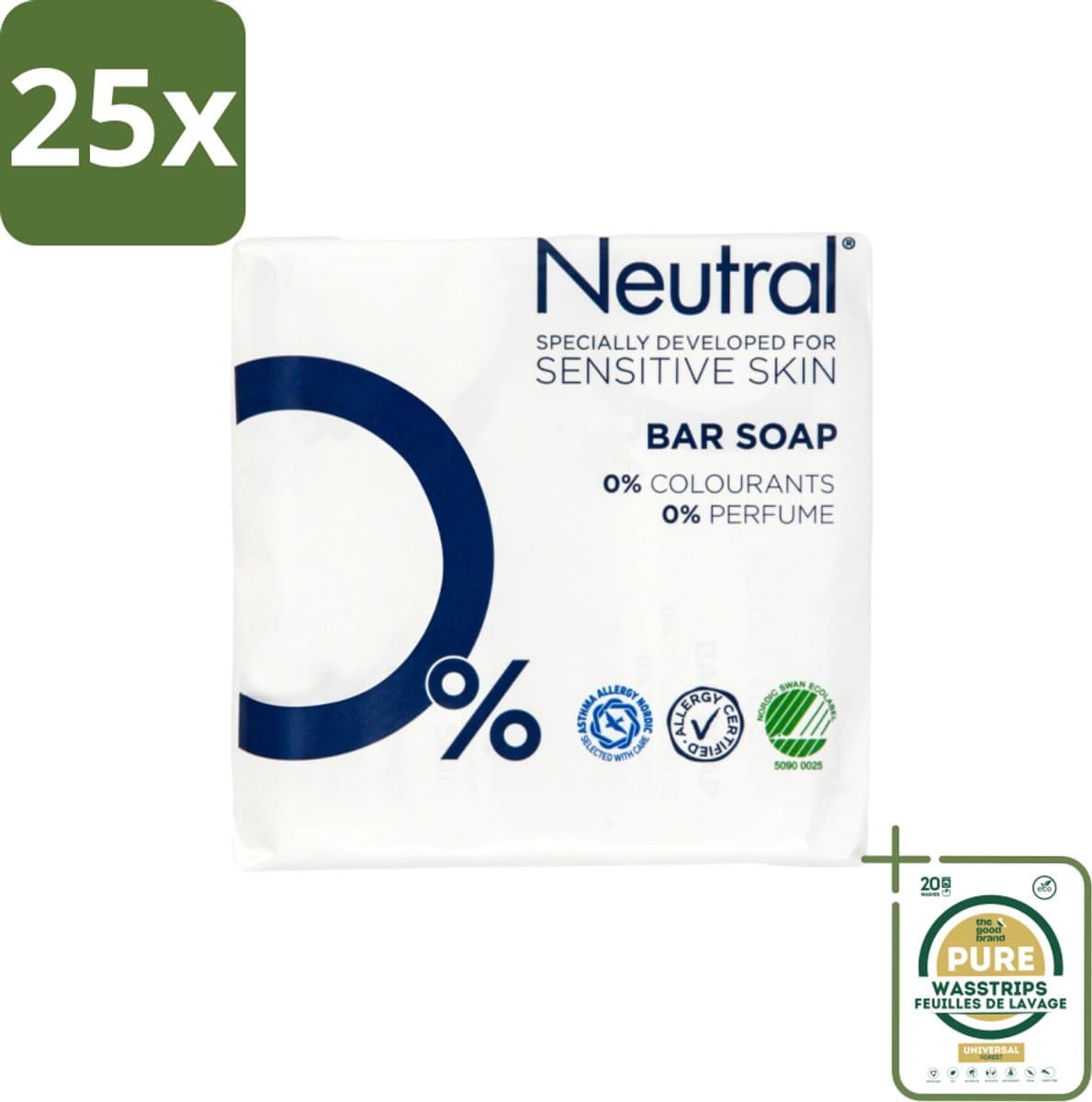 25 x Neutral Zeeptablet 2 x 100 gr - Grootverpakking - Gevoelige Huid - Droge Huid - Milde Zeep - PH-neutraal - Parfumvrij