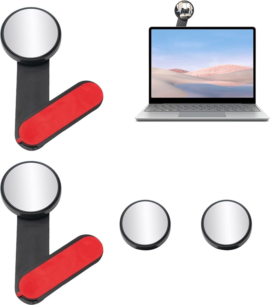 Computer Achteruitkijkspiegels - Monitorspiegels Bureau - Persoonlijke Veiligheid - Verstelbare 360° Draaibaar - 4 Stuks 5.5cm - Zwart