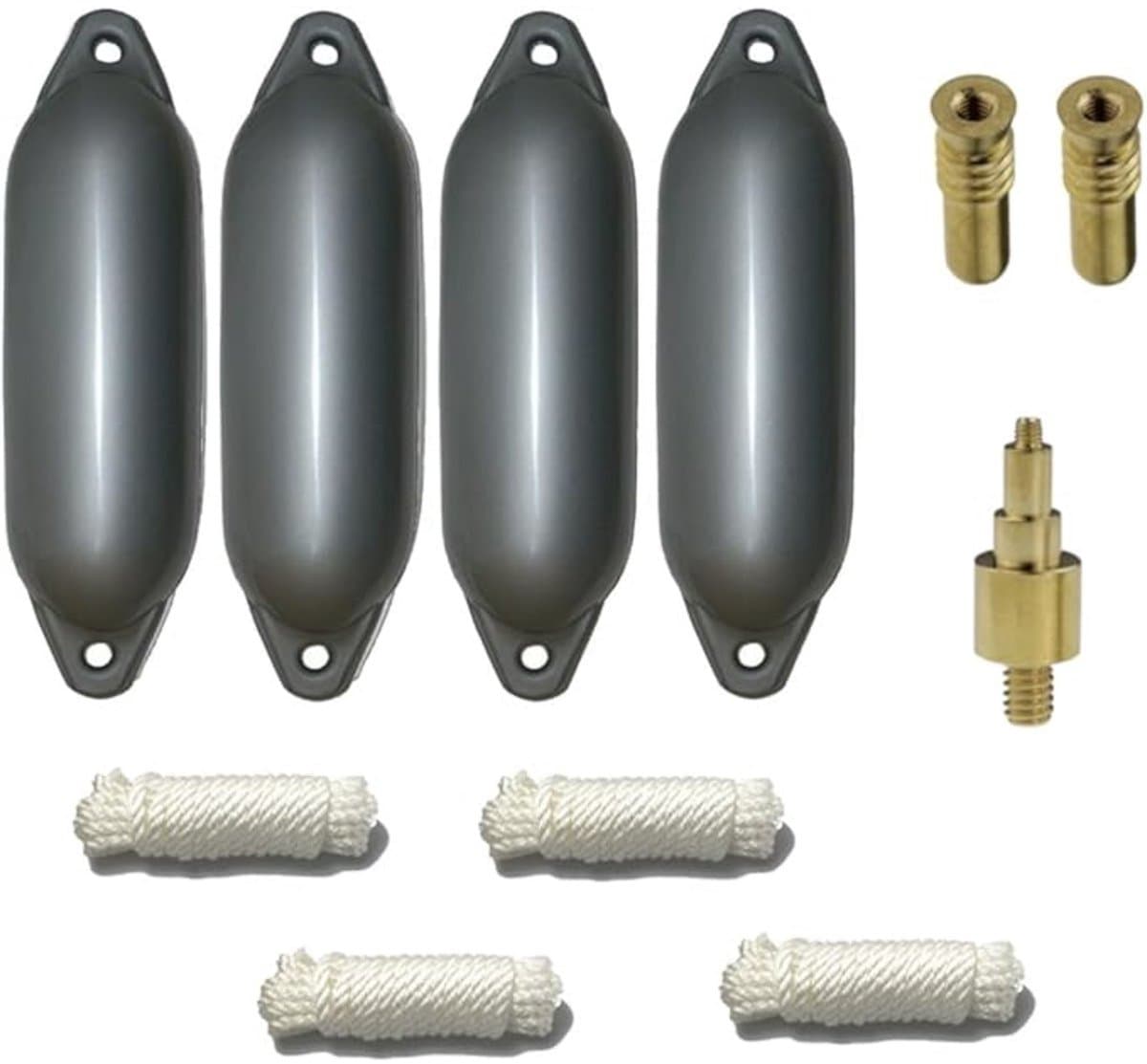 Set van 4 met Majoni Star 35 stootwillen incl. spatelleidingen, 2 vervangingsventielen, 1 ventieladapter - zilver, 62 x 21 cm