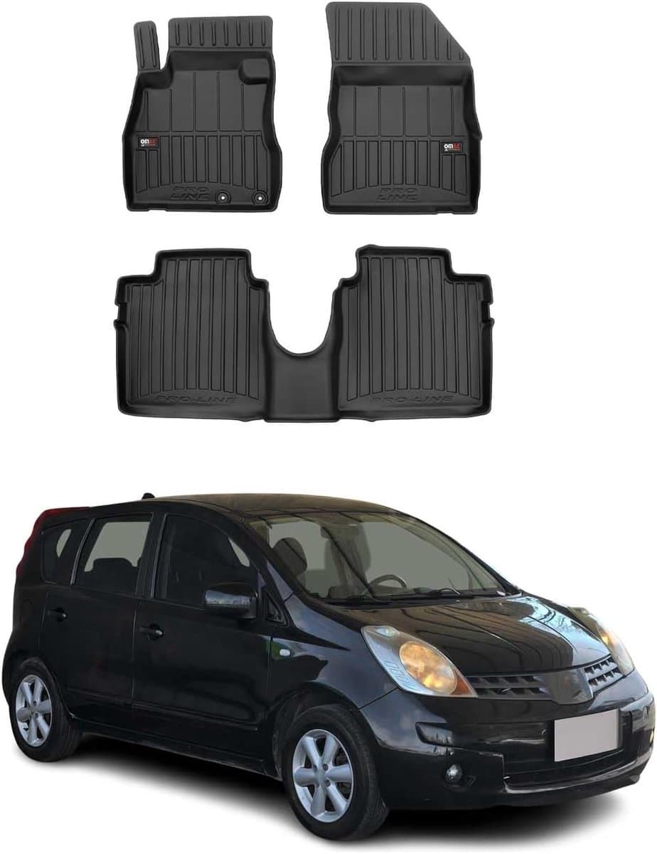 Vloermatten Set - Rubberen Matten - Auto Interieur Bescherming - Voertuigspecifieke Pasvorm - 3-delig - Zwart