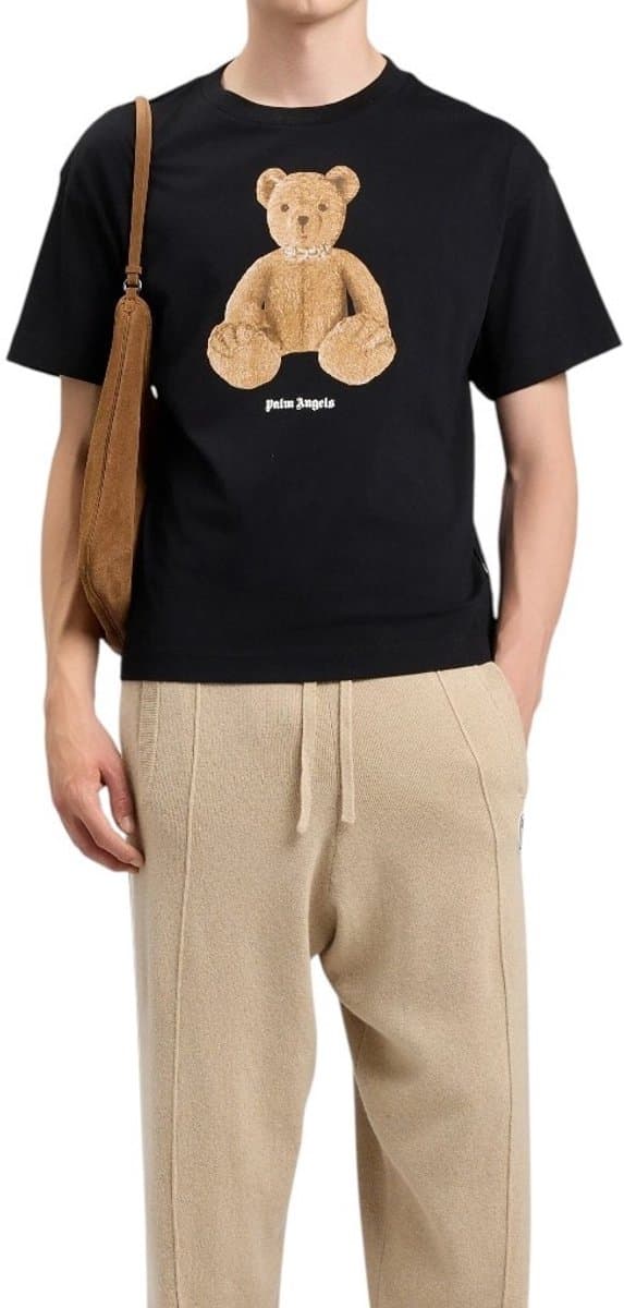 Palm Angels Heren T-shirt Zwart PMAA109S26JER00A/1060 Bear Regular