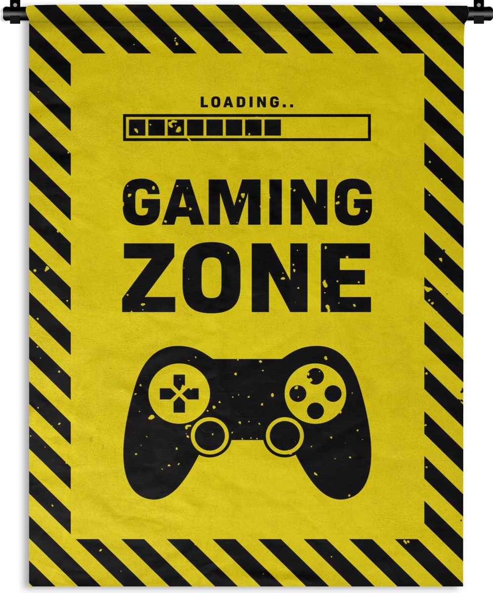 Wandkleed - Wanddoek - Gaming - Quotes - Controller - Gaming zone - Game - 60x80 cm - Wandtapijt
