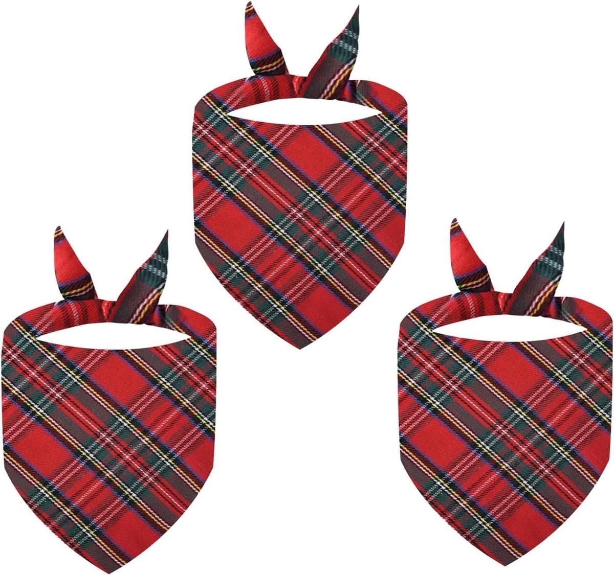 Huisdier Bandanas - Honden Kerst - Feestelijke Aankleding - Verstelbaar Katoen - 3 Stuks - Rood