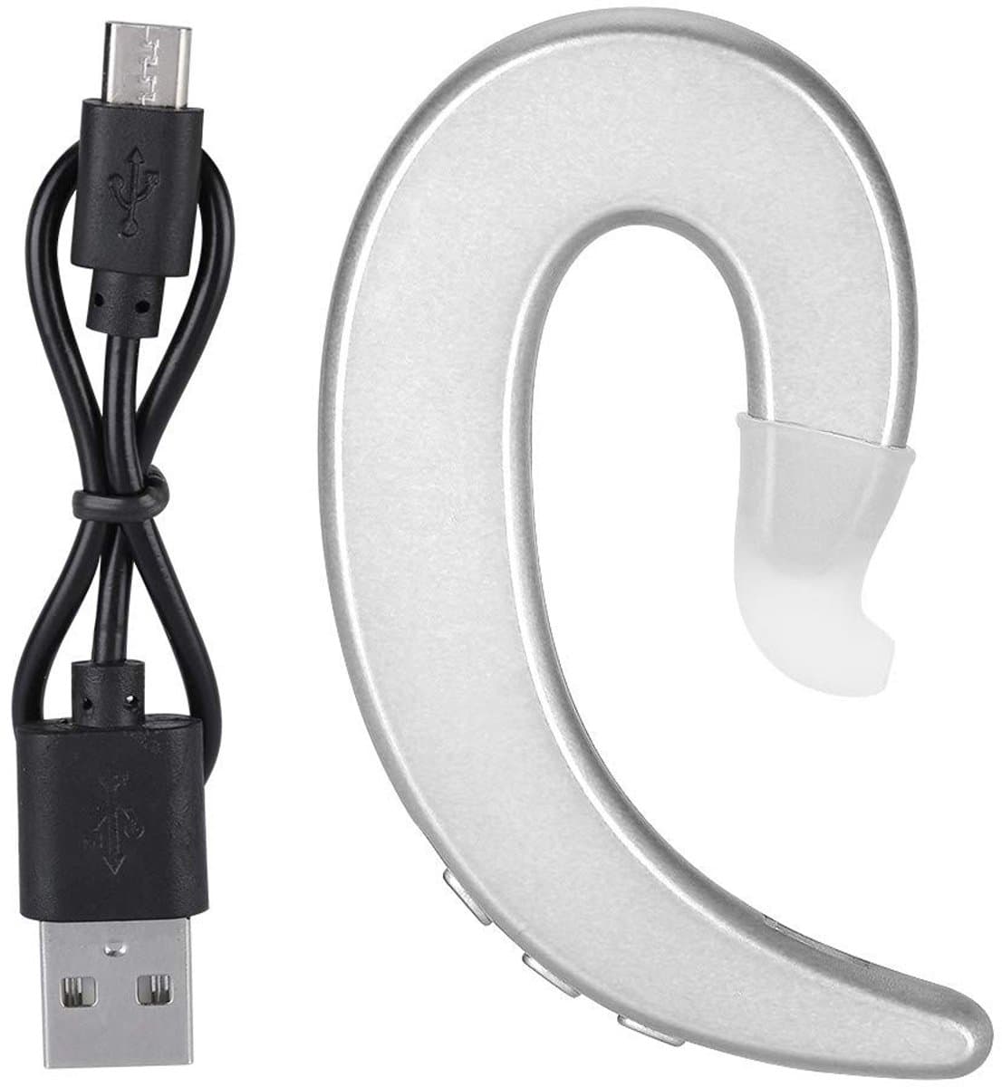 ONF3 - Wireless Earhook Headphones - Bluetooth Hoofdtelefoon - Ergonomisch en Handsfree - Zilver - Sport en Jogging - Draadloze Oortelefoon - Ge...
