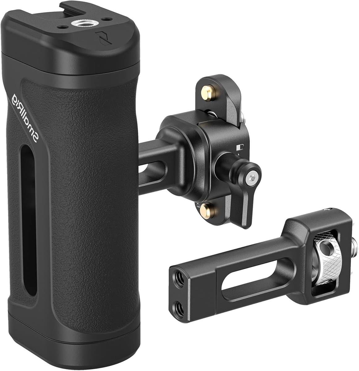 Ergonomische Mini Side Handle met NATO Rail en 1/4''-20 Schroef voor Camera, Verstelbare Hoogte, Koudschuh en Draadgat - Ideaal voor Videoproductie en Fotografie