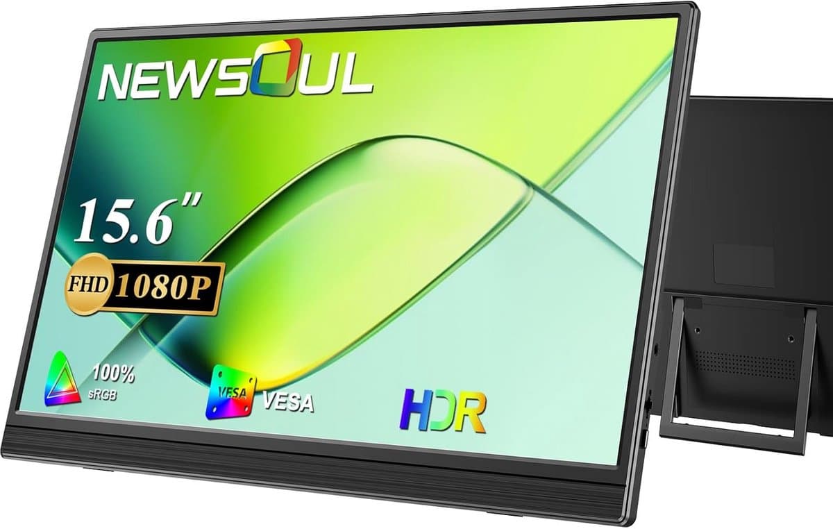 Draagbare Monitor - Extra Scherm - Mobiel Werken - FHD HDR IPS - 156 inch - Zwart