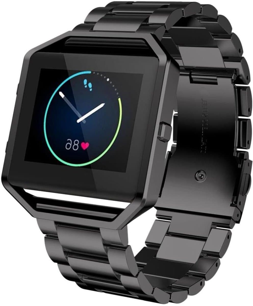 Stijlvolle en verstelbare metalen armband voor Fitbit Blaze - Duurzaam, comfortabel en elegant zwart design voor heren en dames