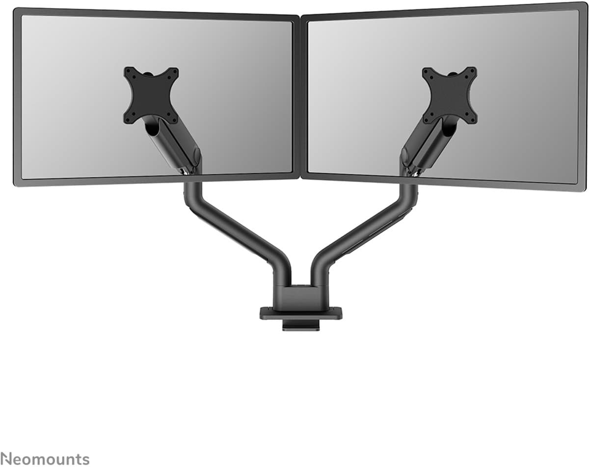 Neomounts NEXT One DS70S-950BL2 Monitorarm 2 schermen - 17-35" - 1-18 kg/scherm (curved 15 kg/scherm) - gasveer - 180°-stop - Topfix - Easy Install-model - 100% plasticvrije verpakking - zwart