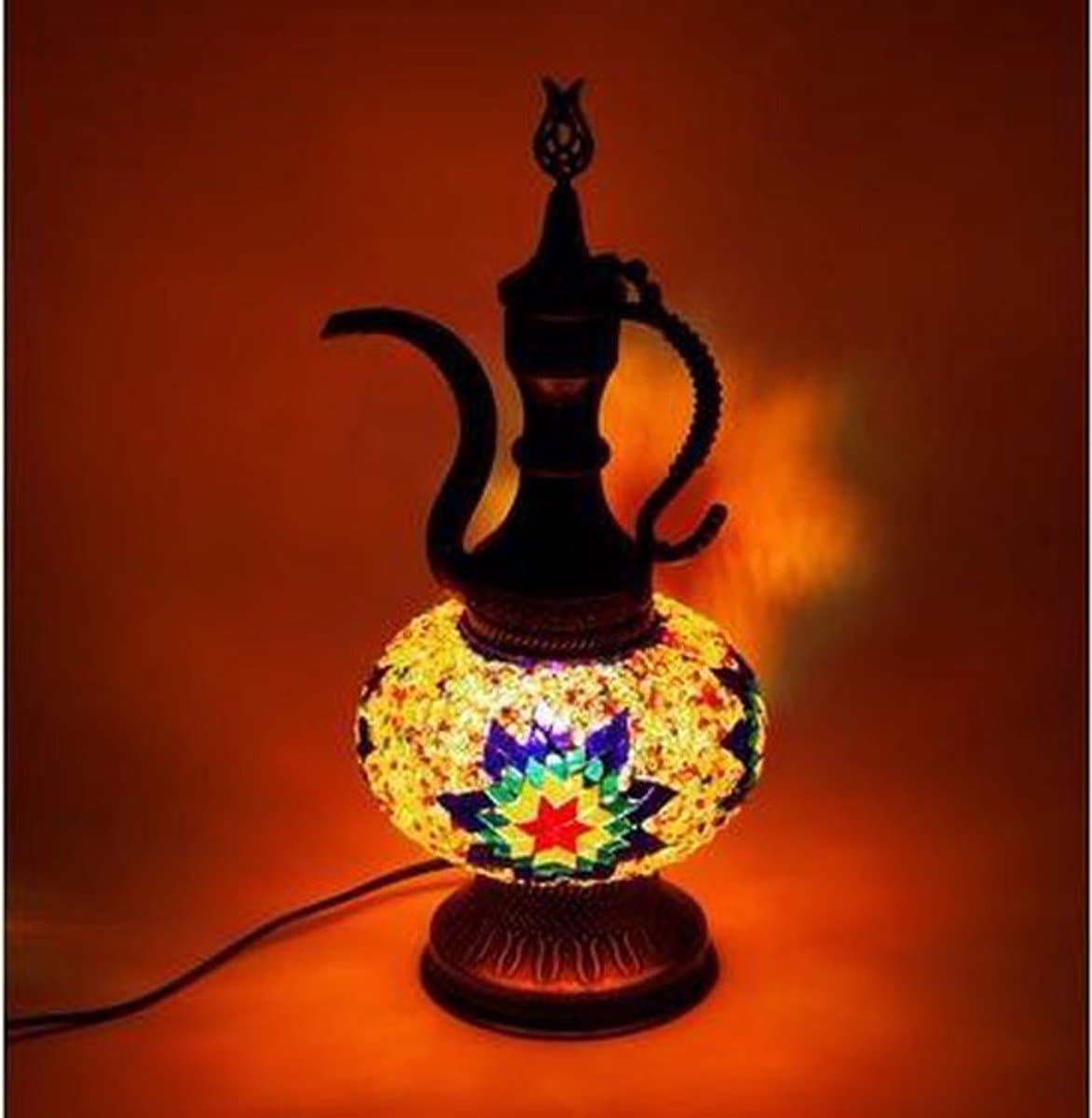 Turkse Ibrik tafellamp - handgemaakt multicolour - 1 stuk - voor binnen en buiten