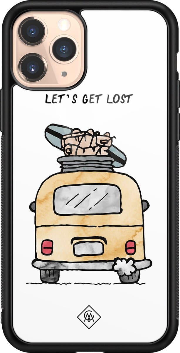 Casimoda® hoesje - Geschikt voor iPhone 11 Pro - Let's Get Lost - Luxe Hard Case Zwart - Backcover telefoonhoesje - Wit