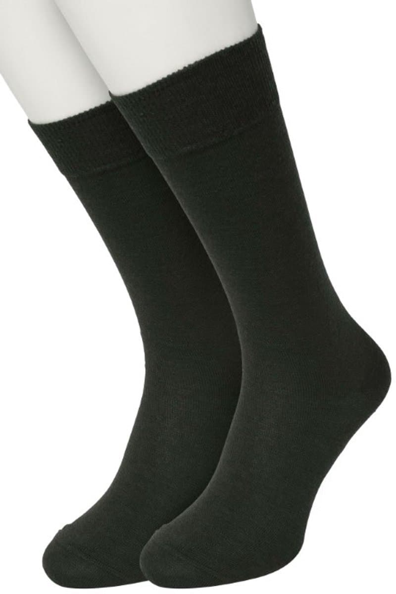 Bonnie Doon Basic Sokken Heren Donker Olijf Groen maat 47/52 - 2 paar - Basis Katoenen Sok - Gladde Naden - Brede Boord - Uitstekend Draagcomfort - Perfecte Pasvorm - 2-pack - Multipack - Effen - Olijfgroen - Leger - Dark Olive - OL6324012.205
