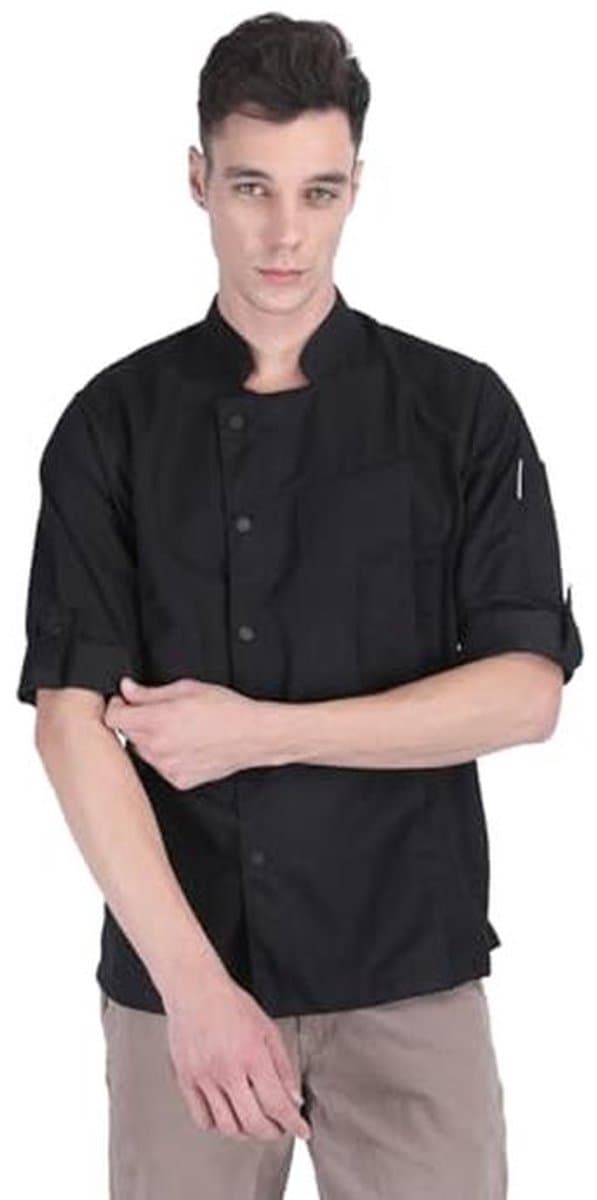 Asymmetrische chef-kok jas met zijmesh voor professionele chef-koks