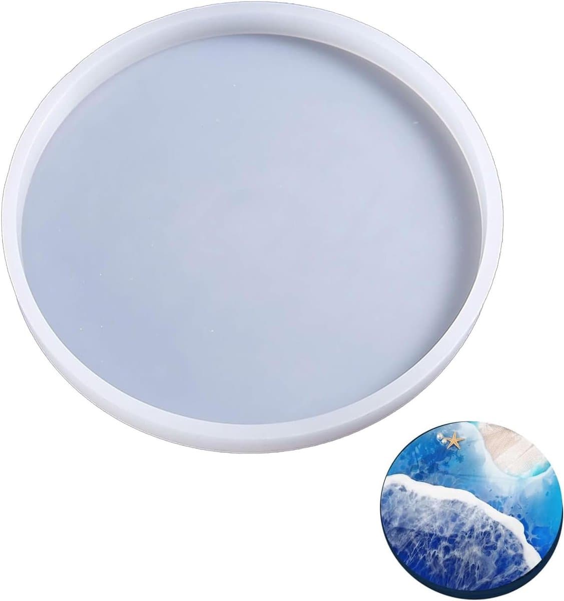Thijox - Ronde Siliconen Vorm voor Epoxyhars - Flexibele Harsmal voor Onderzetters en Theetabletten 30 x 30 cm - Duurzaam en Herbruikbaar Kunsthandwer