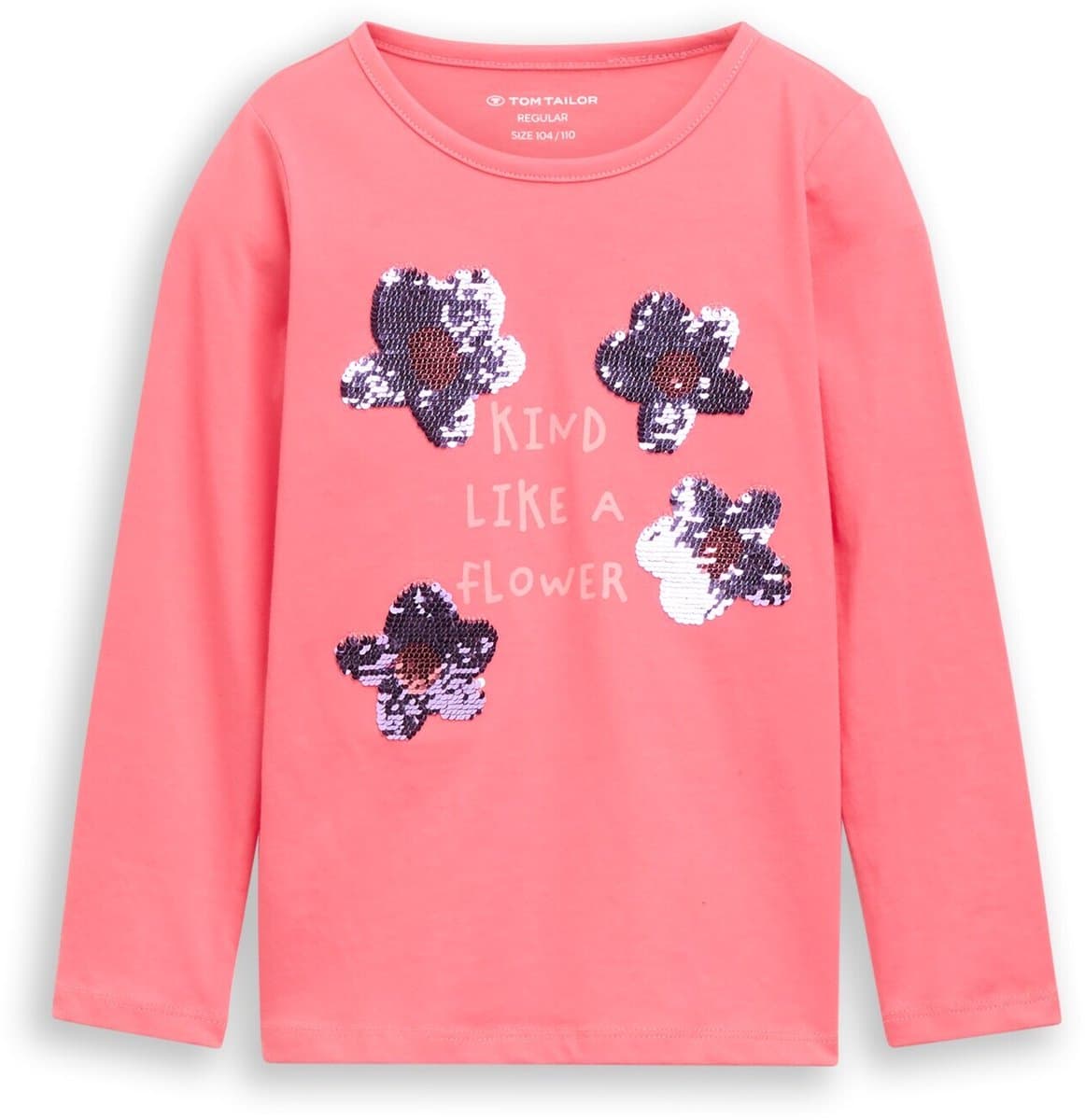 Tom Tailor - T-shirt met lange mouwen en omkeerbare pailletten - Maat 92/98 - pink dream