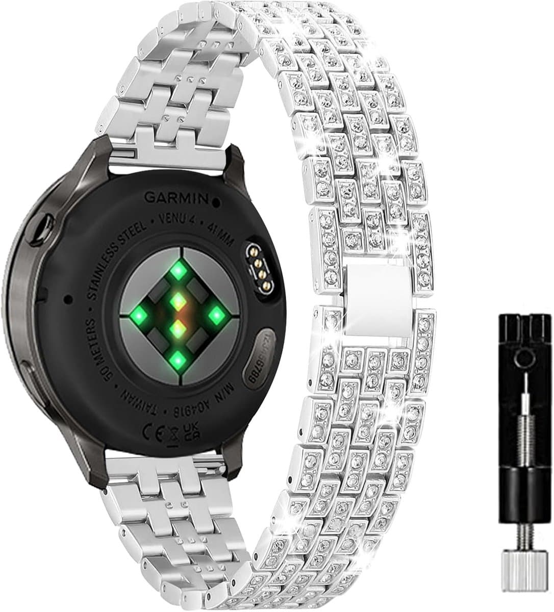 Horlogeband 18mm - RVS - Glanzend - Geschikt voor Garmin Venu 4/Forerunner 265S/255S - ShopVlot