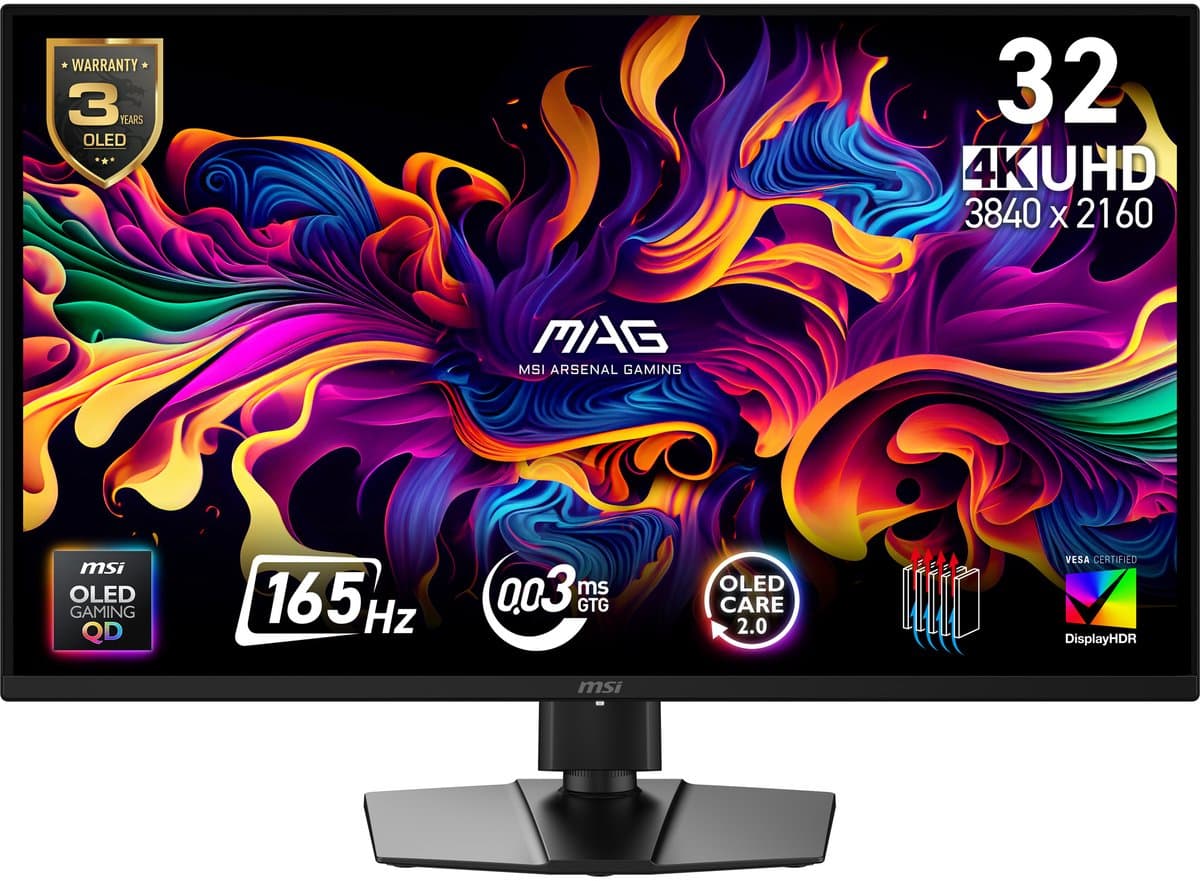 MSI MAG 322UP QD-OLED E16 computer monitor 80 cm (31.5") 3840 x 2160 Pixels 4K Ultra HD Zwart