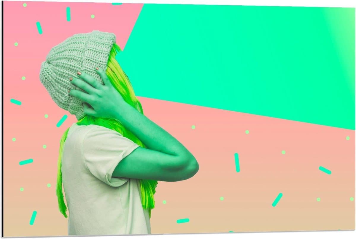Dibond - Groen Mens schreeuwend - 90x60cm Foto op Aluminium (Met Ophangsysteem)