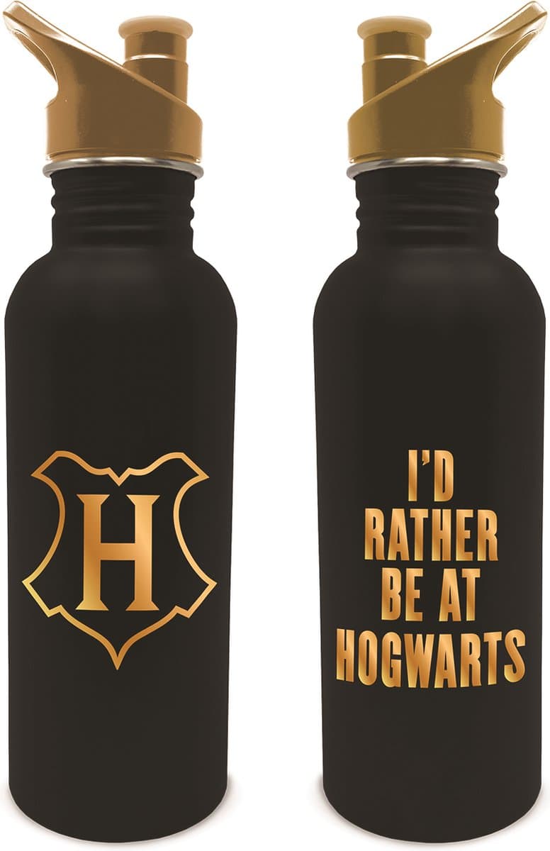 Harry Potter - "I'd Rather Be At Hogwart" Zwarte Kantine Drinkfles
