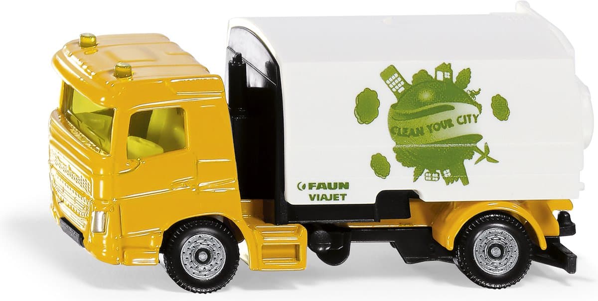Siku straatveegvoertuig - geel/wit, 2 as chassis