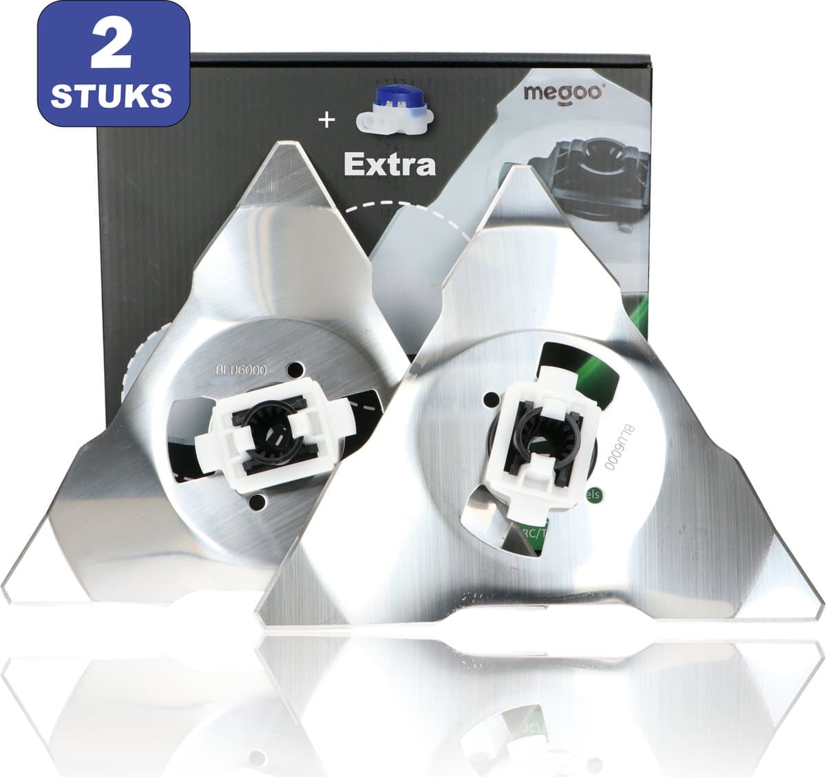 Vervang mes voor robomow robotmaaier RS/MS/RC rvs 2 stuks + connector