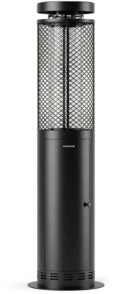 CREATE - Rookvrije buitenskachel op pellets 17,5 kW - Zwart - Met powerbank - FIRE ROUND PELLET HEATER