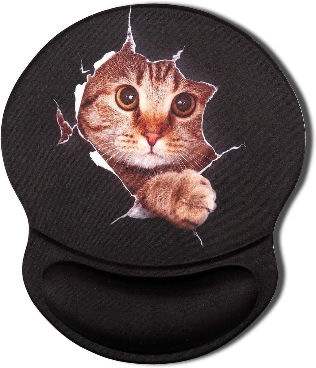 Ergonomische Muismat met Polssteun voor Comfortabel Werken en Spelen - Ideaal voor Cat Lovers