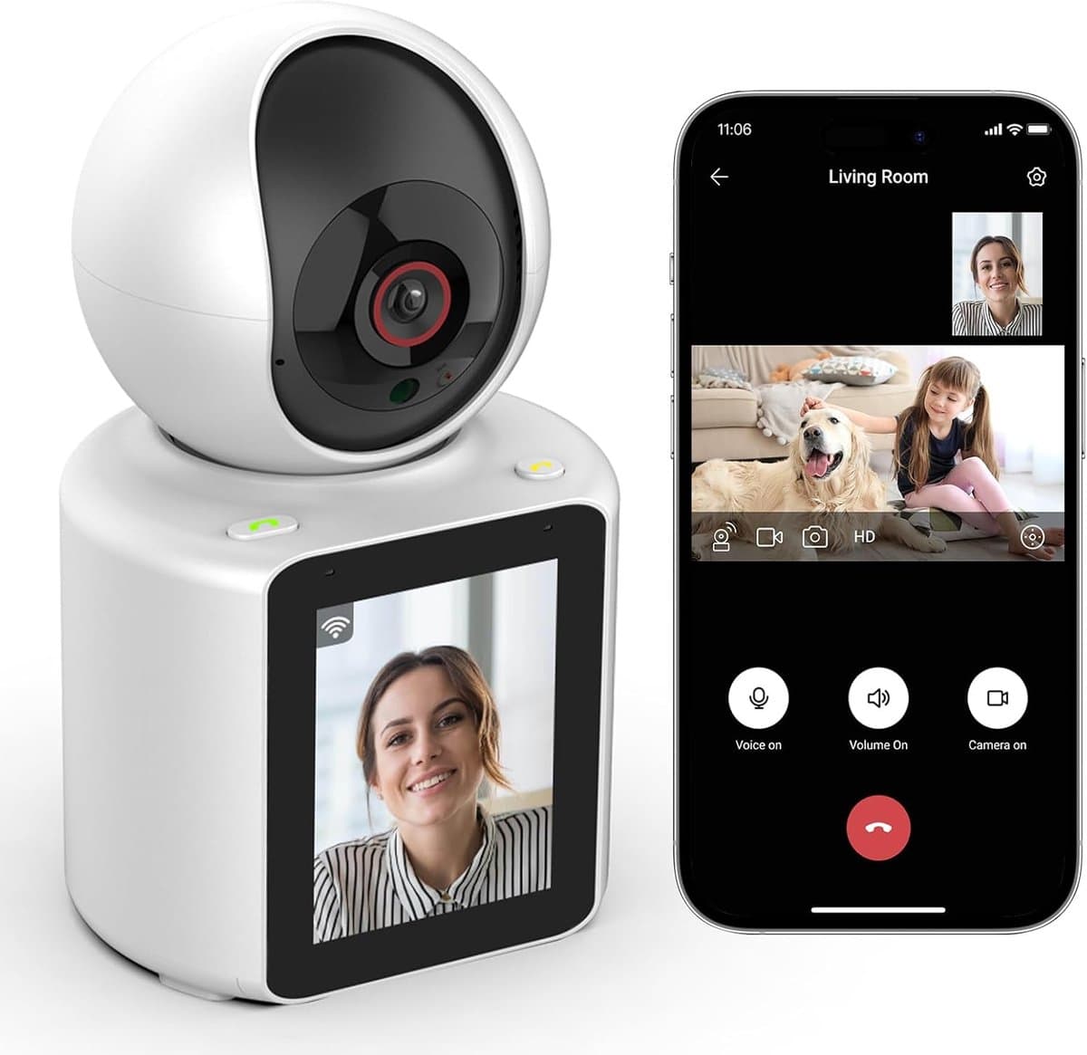 Binnen Camera - Thuis Monitor - Familie Bewaken - Eén Knop Bellen - 1080P HD - Wit