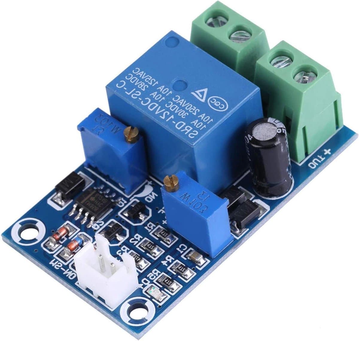 Onder Voltage Bescherming - Laagspanning Schakelaar Accu - Batterij Levensduur Verlengen - Verstelbare Potentiometer - 10A - Blauw