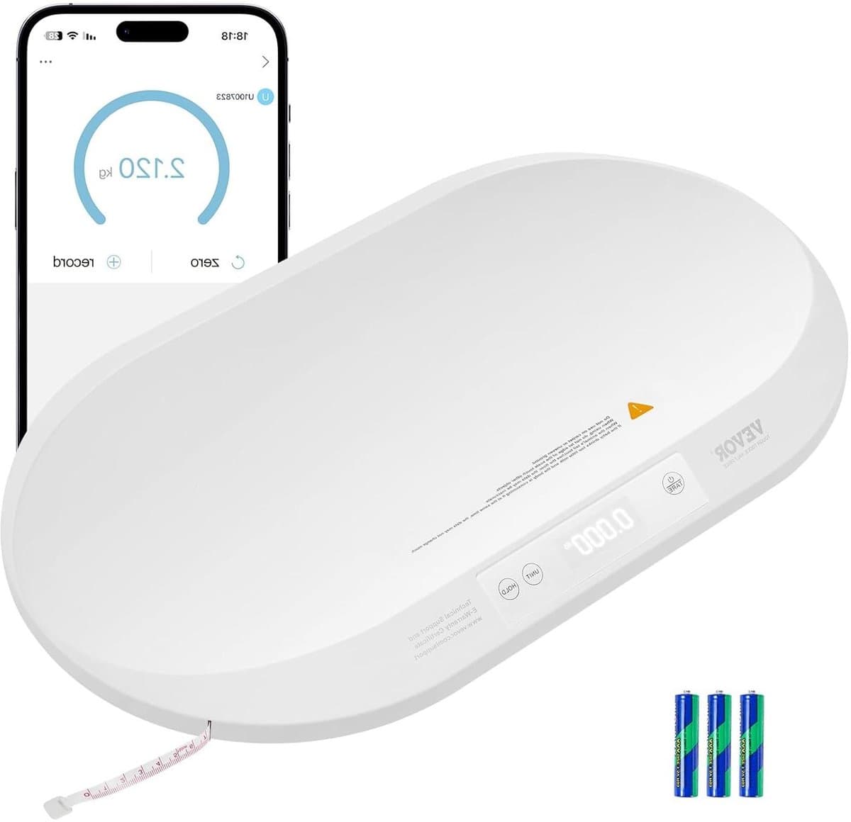 Baby Weegschaal - Meetlint Inclusief - Groei Monitoren - Bluetooth Data - Tot 40 kg - Wit