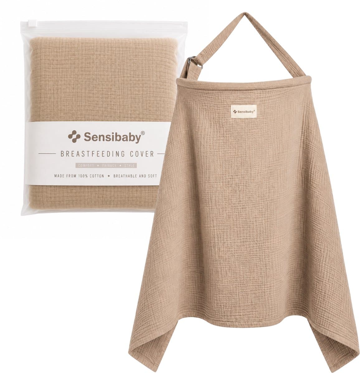 Sensibaby Borstvoedingsdoek – 100% Dubbellaags Katoen – Ademend en Verstelbaar - Bruin