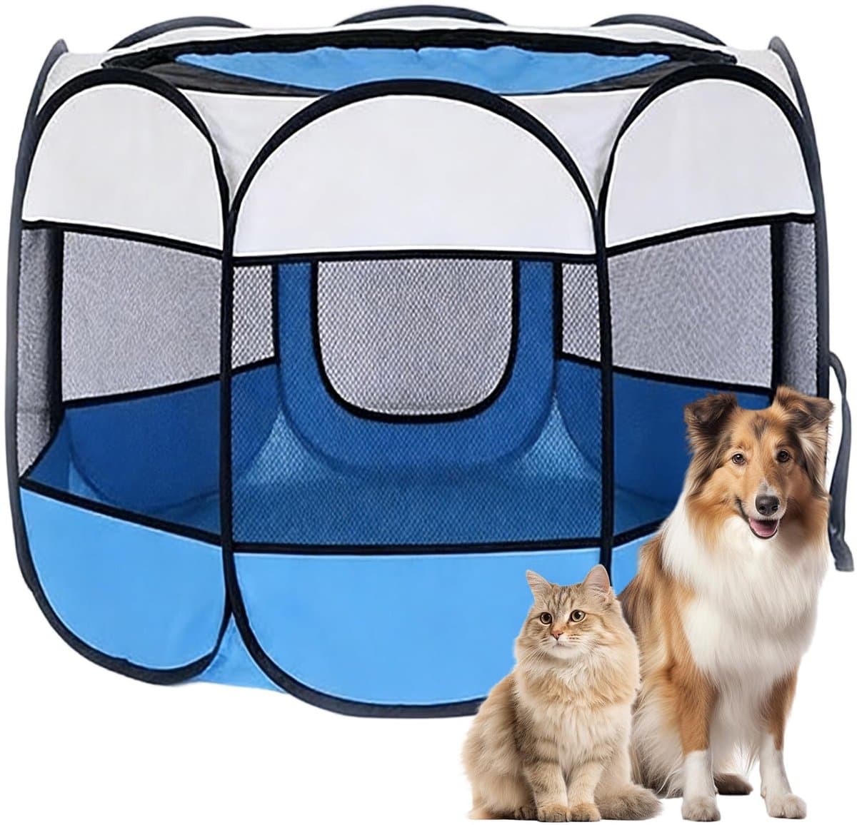 Dailygoods- Puppyren Draagbaar - Opvouwbaar - Waterdicht - 74 x 74 x 43 cm - Voor Honden/Katten/Konijnen - Ademend Mesh - Dierenren