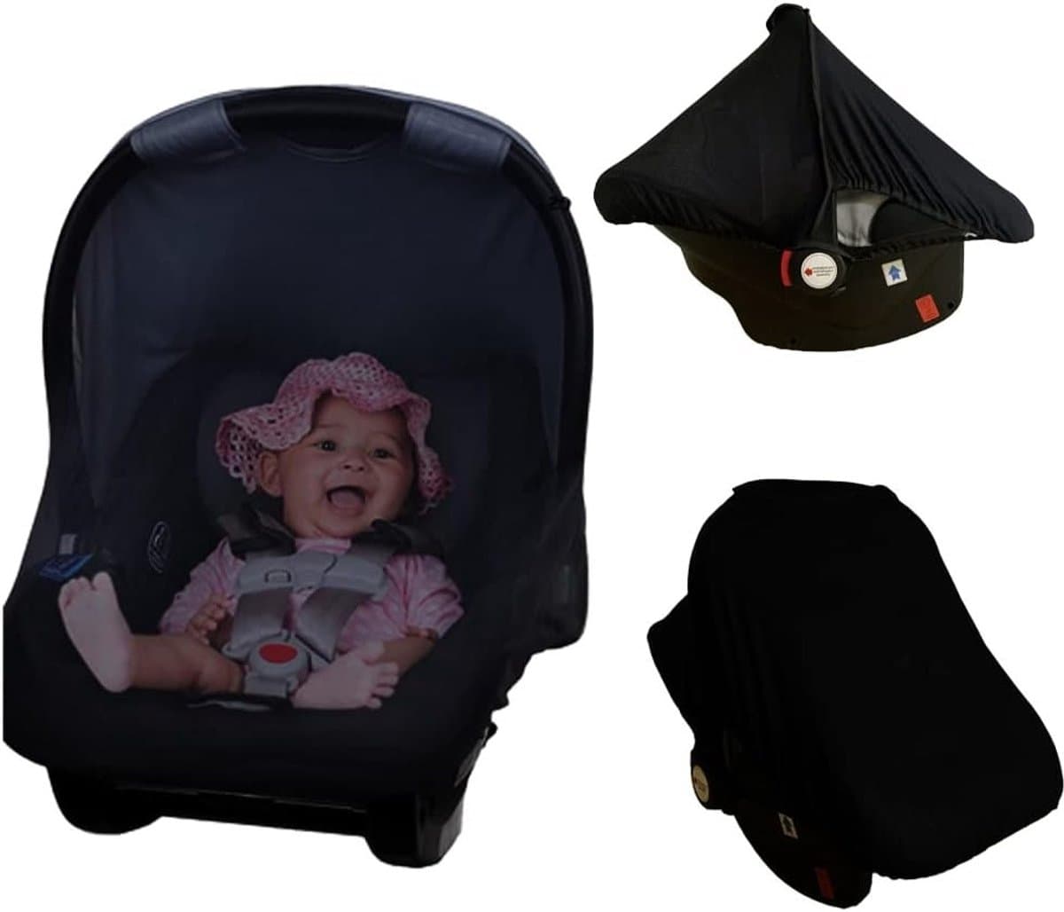 Zonnescherm 3-in-1 met UV-bescherming 50+, geschikt voor kinderwagens, insectenbescherming en slaapcomfort voor baby's