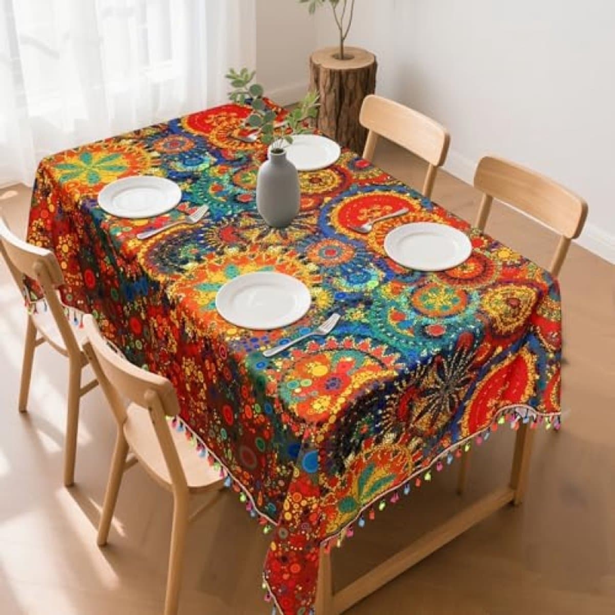 PromoHome Rechthoekig Tuintafelkleed Boho-Stijl 140x180 cm - Weerbestendig Polyester - Afwasbaar - Voor Buiten- en Binnentafels