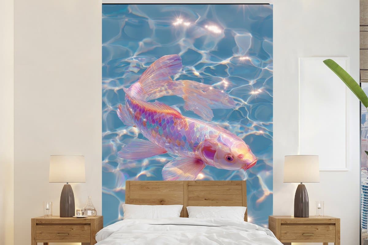 Behang - Fotobehang Vis - Water - Blauw - Licht - Breedte 145 cm x hoogte 220 cm