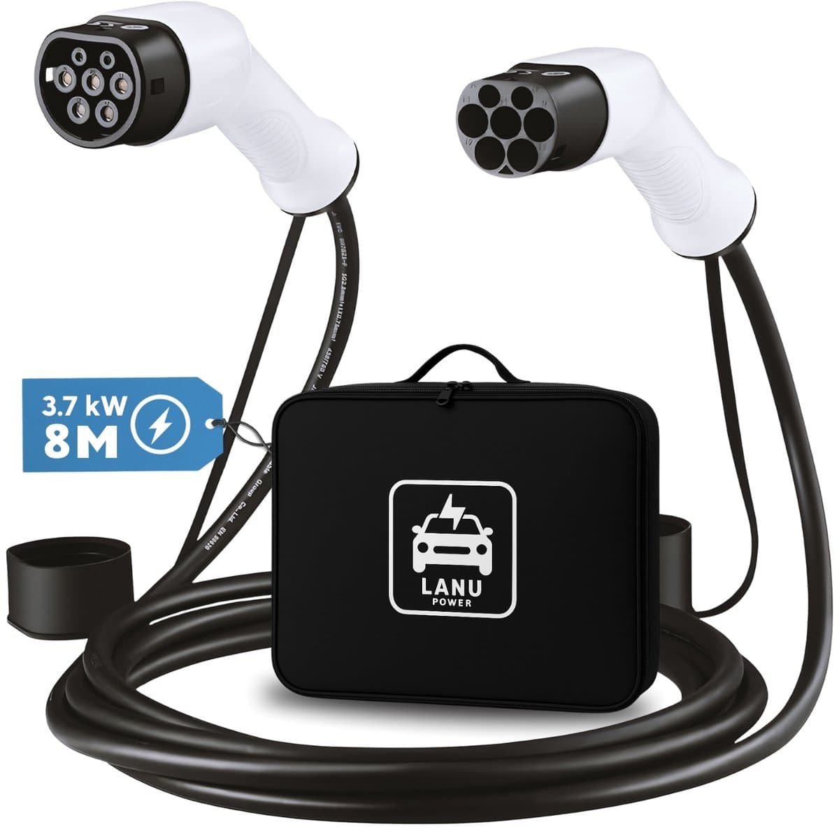 Laadkabel Type 2 – 8 meter - 3.7kW (16A 1-fase) - IP55 Regenbestendig - Laadkabel auto - 2 Jaar garantie - Incl. draagtas