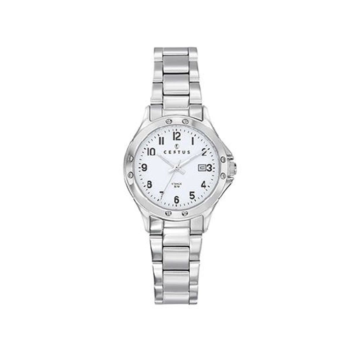 Certus-dameshorloge-model 641374-zilverkleurig-Datum-edelstaal-5 atm waterdicht-diameter 28 mm-duidelijke wijzerplaat