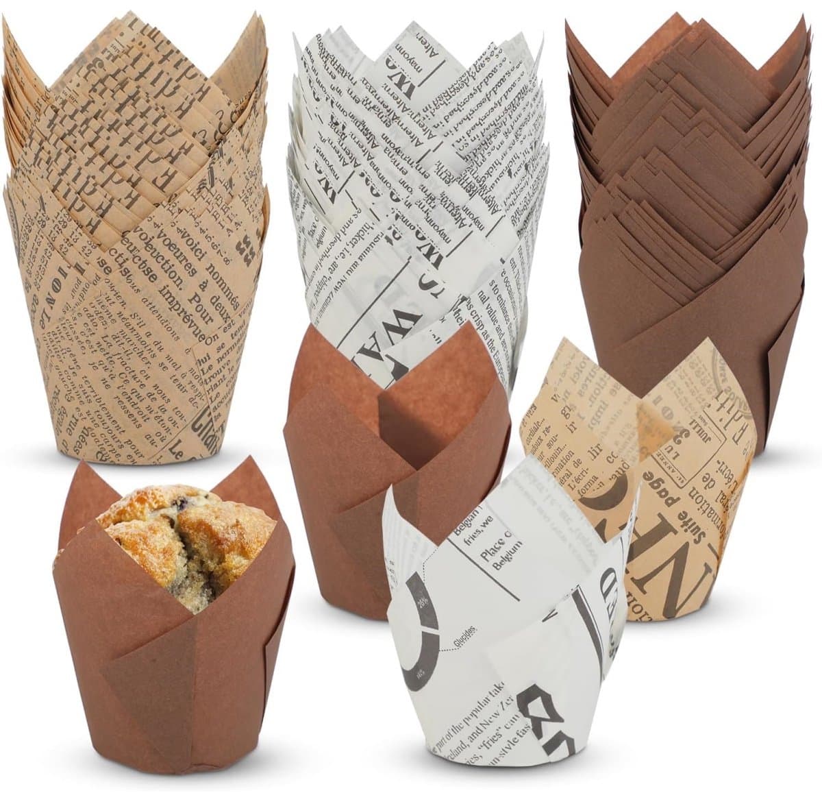 EXCITAT 150 stuks - Cakevormpjes - Papieren vormpjes - Multifunctioneel - Bakpapier voor muffins - Geschikt voor bruiloften, verjaardagen, feesten en bijeenkomsten
