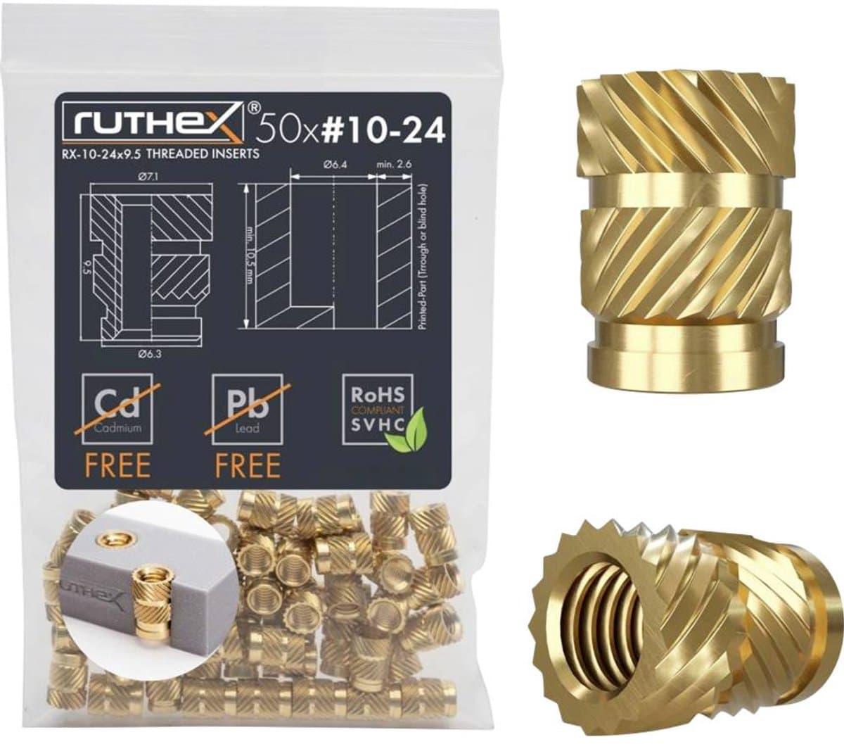 ruthex Schroefdraadinzet RX-10-24x9.5 GE-10-24x95-001