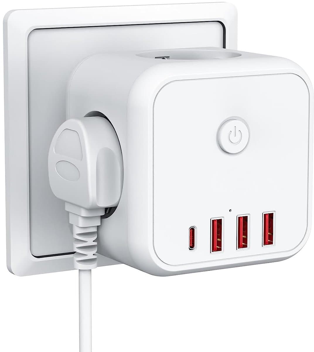 7-in-1 USB stopcontact splitter met schakelaar - 3 stopcontacten 3 USB's en 1 Type C - Stekkerdoos - Verdeeldoos - Verdeelstekkers