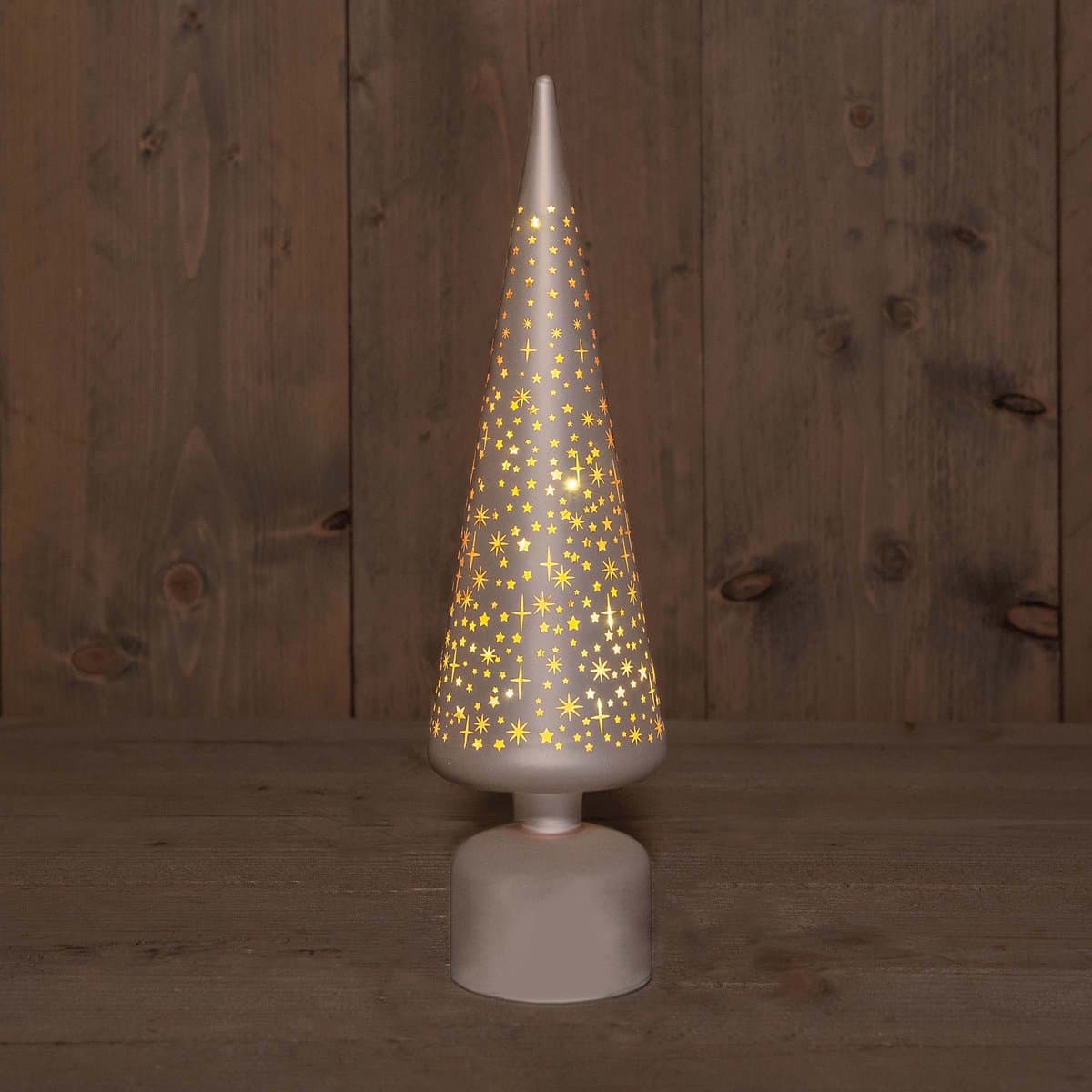 Annas collection - Kerstboompje glas met sterren 10led warm wit d1...