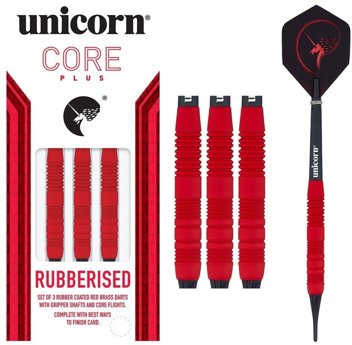 Unicorn Core Plus Rubberised Red - Soft Tip Darts