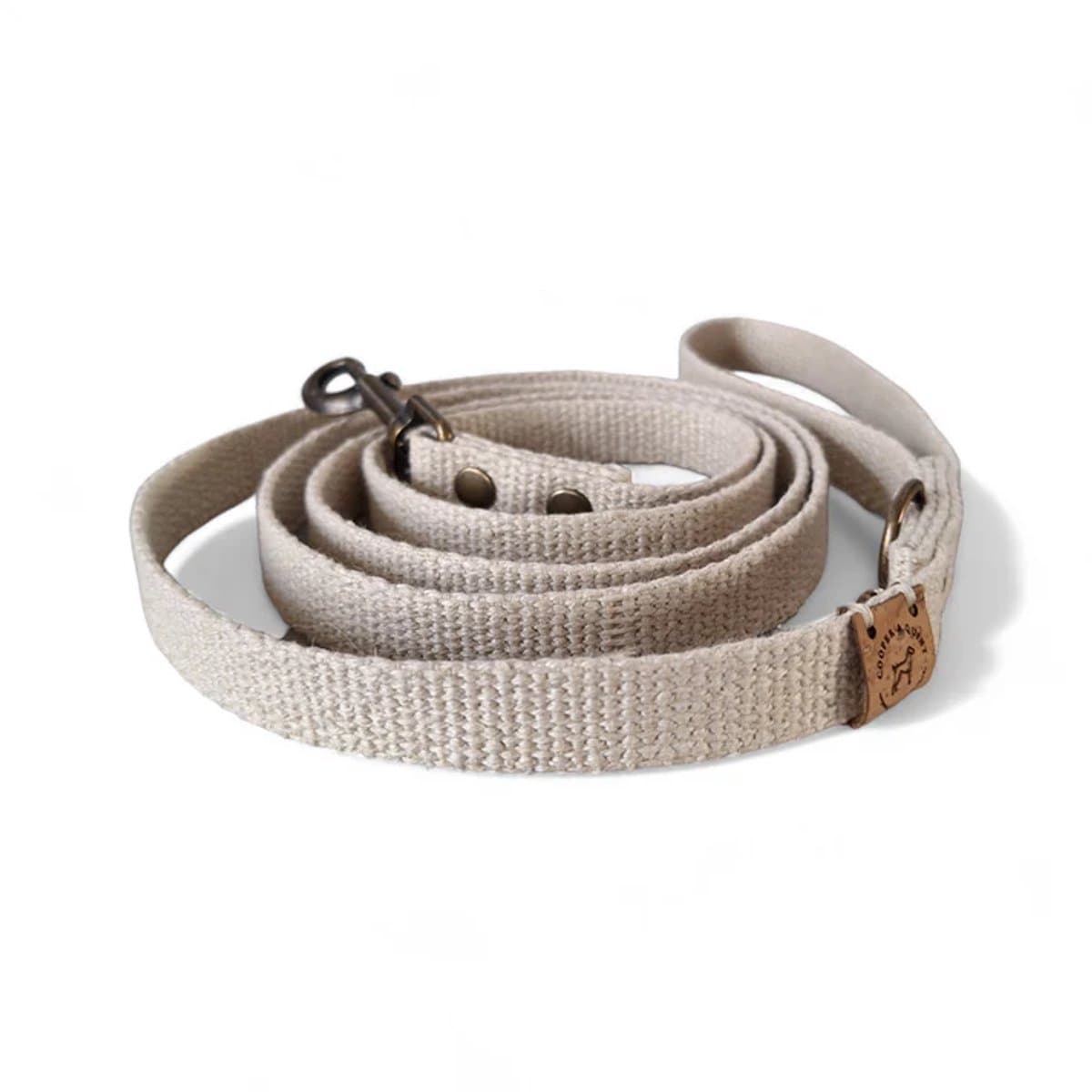 Cooper & Quint Simply Hemp Hondenriem - Schelpenwit - 150 cm - 1.5 cm - Oud Messing