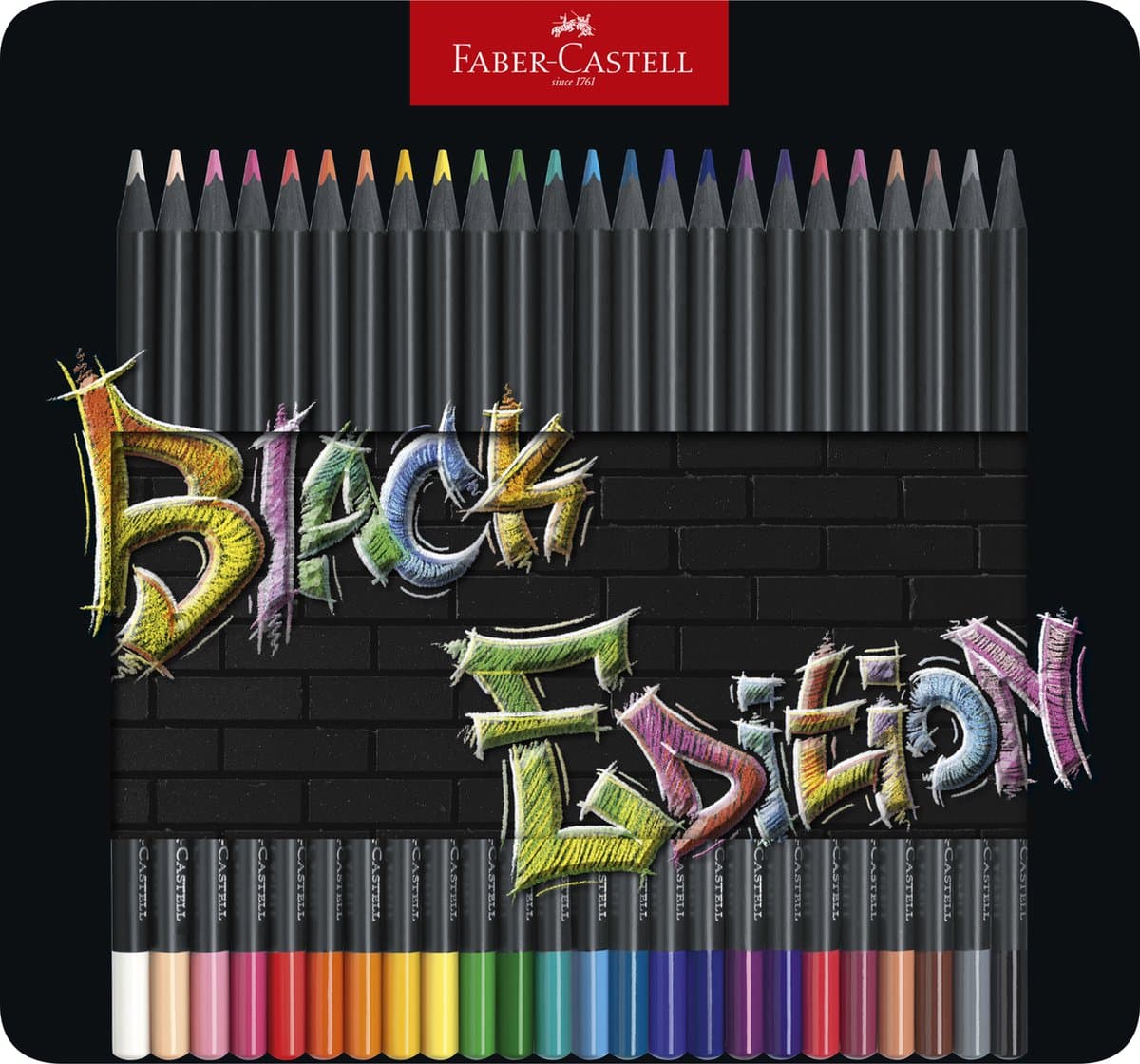 Faber-Castell kleurpotloden Zwarte Editie set - 24 stuks, blikken doos