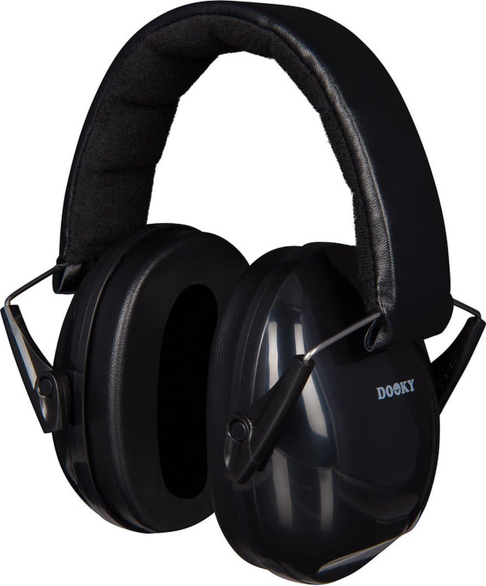 Dooky Gehoorbescherming Kinderen - Verstelbare Koptelefoon 5-16 jaar - 28dB Isolatie - Ideaal voor School, Evenementen & Drukke omgevingen - Oorkappen met Opbergzakje - Noise Cancelling Headphones - Zwart