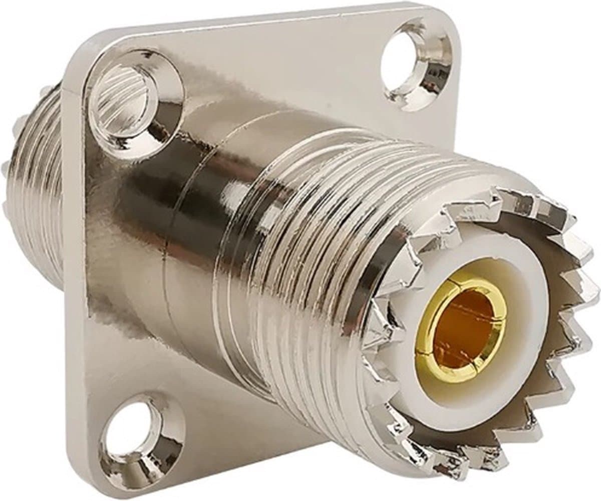 UHF (v) - UHF (v) inbouw koppelstuk (4 schroefgaten) - 50 Ohm
