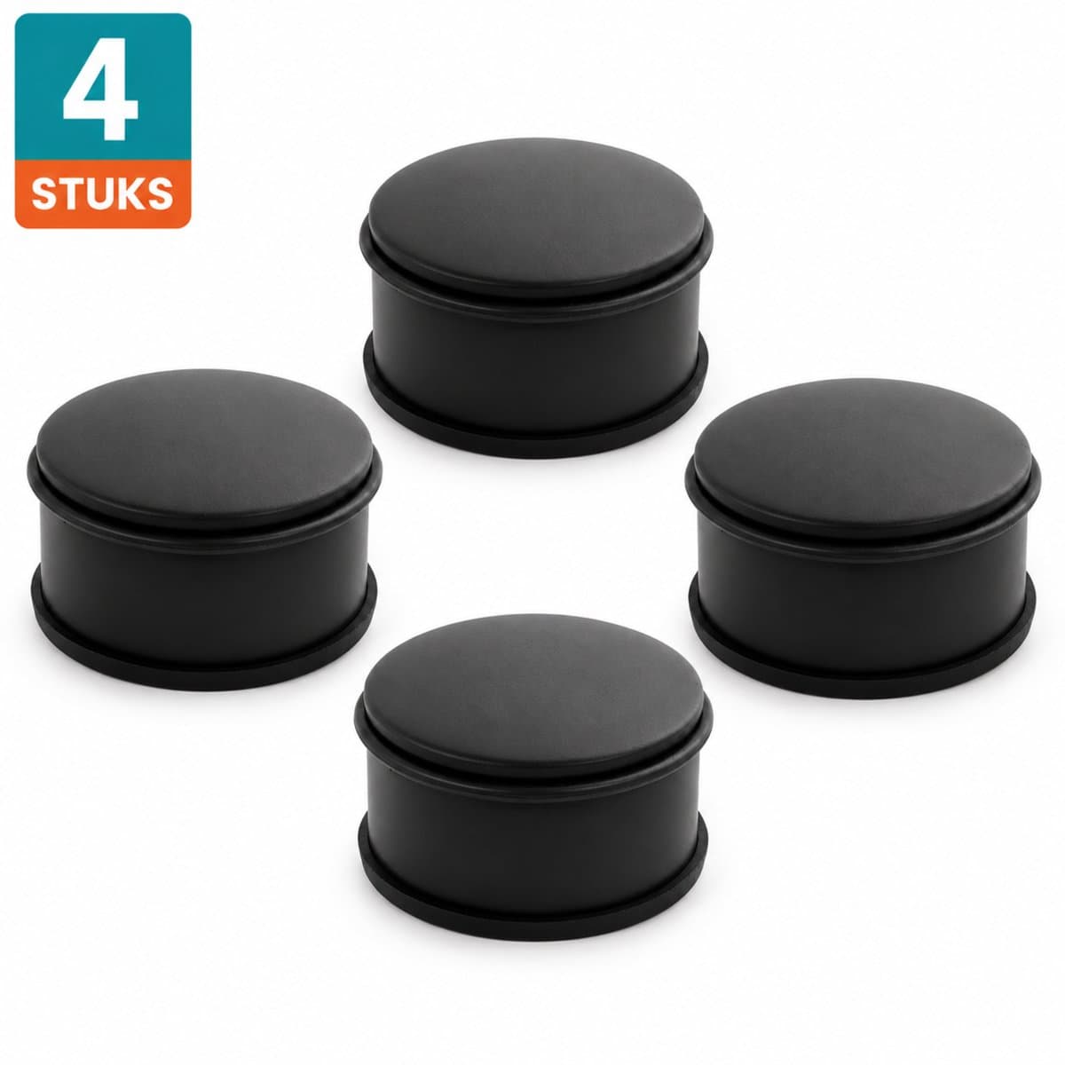 NORDIX Deurstop - 4 stuks - Deurstopper - Deurbuffer - Deurstoppers voor Binnen - Mat Zwart - 11x5.3cm - BASSO