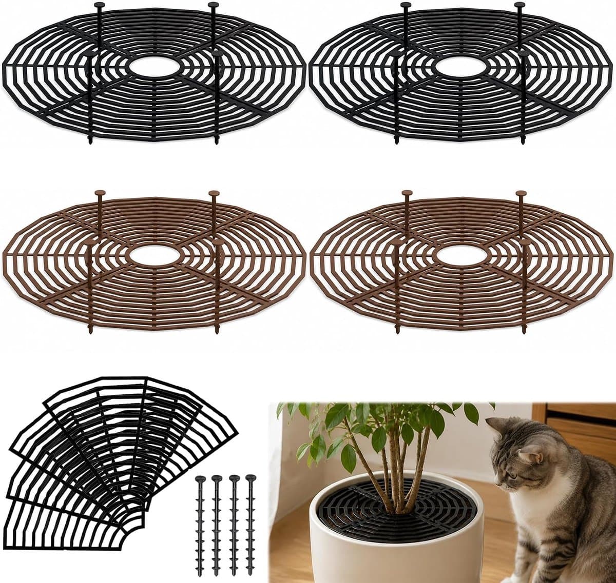 4 stuks, diameter 30 cm, bloempotafdekking, op maat te snijden